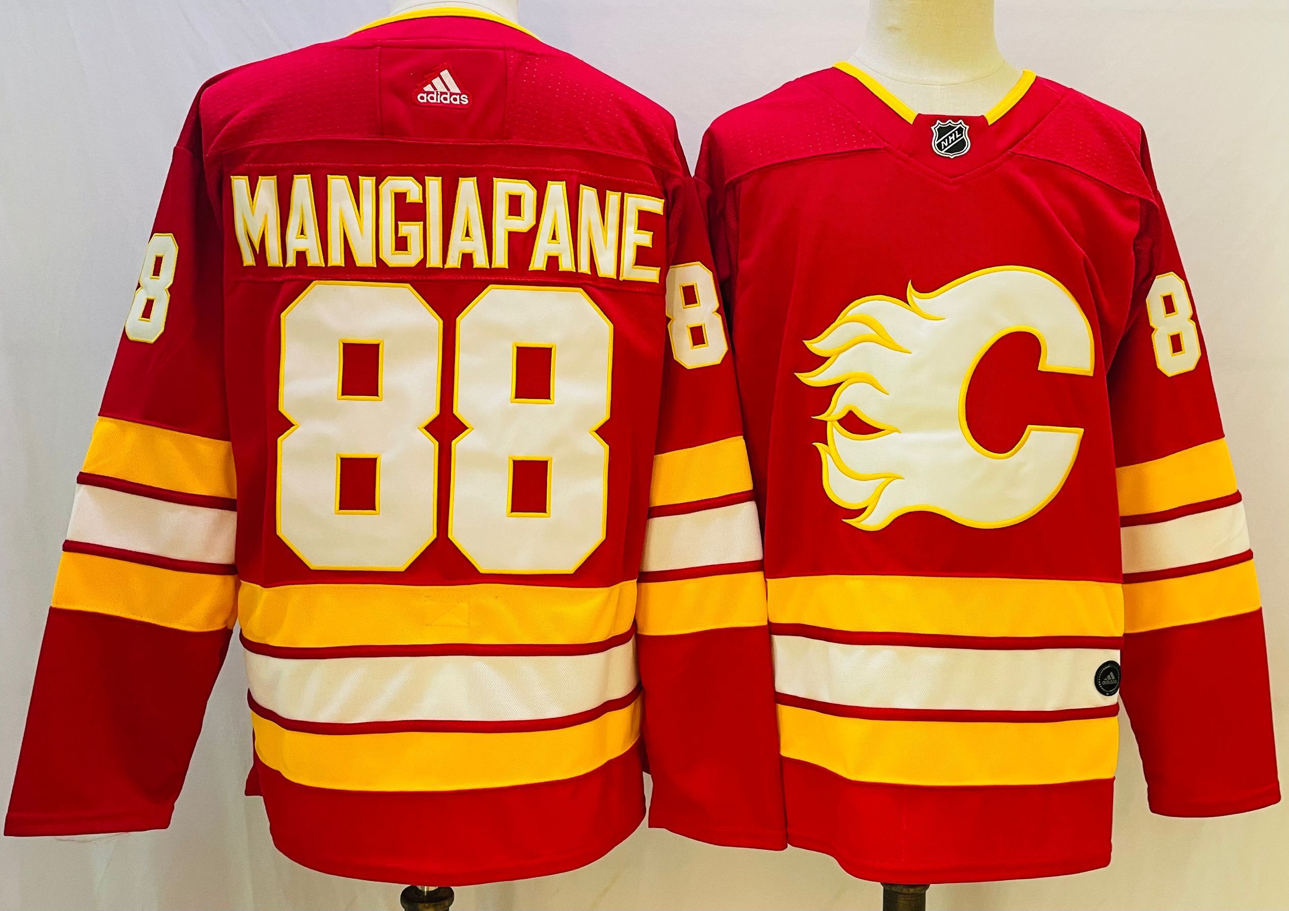 Men Calgary Flames #88 Mangiapane Red Throwback 2022 Adidas NHL Jersey->more nhl jerseys->NHL Jersey
